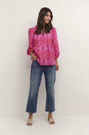 Culture Blouse met korte mouwen Casual fit Pink fuchsia