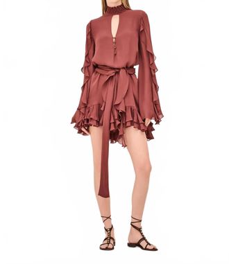 Alexis Giovanna Long Sleeve Mini Dress Dress In Burnt Sienna