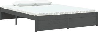 vidaXL Bed Frame without Mattress Grey Solid Wood 135x190 cm Double Double Vidaxl