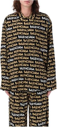Balenciaga Logo Print Oversized Shirt Black/beige