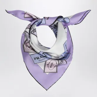 Prada Foulard stampato in twill di seta 55 glicine