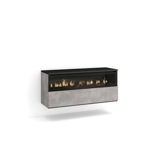Skraut Home Chimenea El&eacute;ctrica Led, Sin Calor, 102x45x35cm, 1 Hueco, 1 Puerta, Chimenea El&eacute;ctrica, Colgado, Suspendido, Estilo Moderno, Gris Cemento - Skraut Home