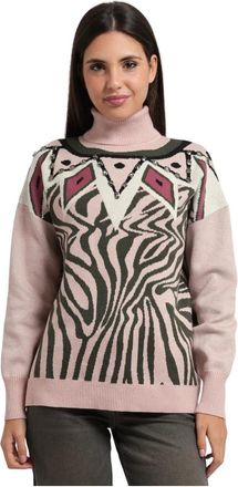 Fracomina Animalier Jacquard Turtleneck Trui - Dames - Coltruien - Veelkleurig - XS - Truien & Vesten