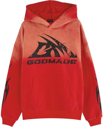 God Made Heritage Logo-print Hooded Cotton Sweatshirt - Red - XL