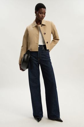 Karen Millen Womens Cotton Button Tailored Jacket - Beige - Size 16 UK