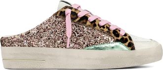 Crime London Multicolor Glitter Sneaker met Luipaarddetails - Dames - Slip ons - Veelkleurig - 40 EU - Leer - Schoenen