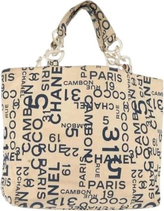 Chanel Pre-owned Canvas Tote Bag - Dames - Vintage Shopper - Wit - ONE Size - Vintage