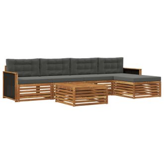 vidaXL Conjunto De Sof&aacute;s De Exterior 6 Pcs Natural Y Antracita Vidaxl