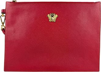 Versace Red Color Leather Clutch Bag (Pre-Owned)
