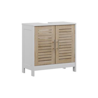 Vicco Mueble Bajo Lavabo Looma, Blanco/roble, 60 X 60 Cm Con 2 Compartimentos Cerrados, Vicco