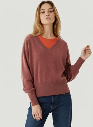 Majestic Filatures Cashmere Long Sleeve Pullover V-Neck in Rose Taupe at Nordstrom, Size 1