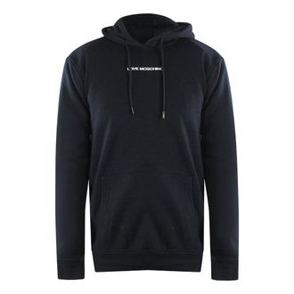 Moschino Mens Love Plain Logo Black Hoodie Cotton - Size X-Large