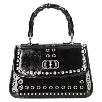 La Carrie Tassen, Dames, Zwart, ONE Size, Leer, Leren Tas met Studs