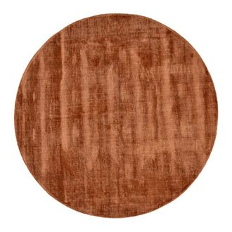 THEKO Alfombra de viscosa tejida a mano estilo vintage cobre diam 190 cm