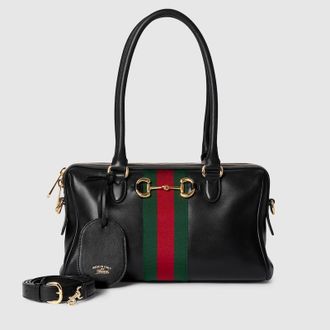 Gucci Borsetto Medium Boston Bag, Black, Leather