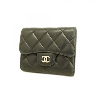 Chanel Black Leather Wallet (Tri-Fold) (Pre-Owned)