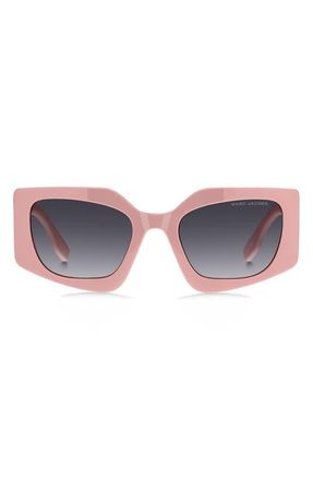 Marc Jacobs 53mm Gradient Rectangular Sunglasses in Pink/Dark Grey Sf at Nordstrom