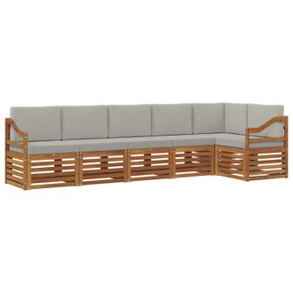 vidaXL Conjunto De Sof&aacute; Seccional Con Coj&iacute;n 6 Pcs Gris Natural Y Claro Vidaxl