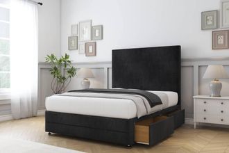 Comfort Beds Zoya Naples Divan Base 2 Drawers - 26 Headboard-Footboard in Black | Size: Double