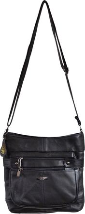 Lorenz Ladies Leather Cross Body Bag/Shoulder Bag. (Black)