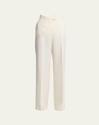 パンツ Mcqueen Straight-Fit Crepe Pants With Ironed Front Crease Alexander McQueen Straight-Fit Crepe Pants With Ironed Front