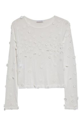 Altuzarra Carter Flower Appliqu&eacute; Sweater in 000102 Ivory at Nordstrom, Size X-Small