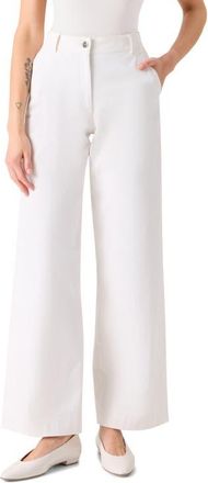 Akris Finnian High Waist Wide Leg Jeans in Ecru at Nordstrom, Size 10