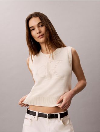 Calvin Klein Jeans Calvin Klein Womens Textured Monogram Tank Top - White - XL