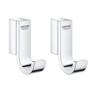 GROHE S&atilde;&copy;lection Juego De 2 Ganchos De Pared Invisibles, Cromo (41039000-duo)