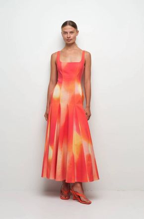 SIMKHAI Lara Midi Dress In Gold Hour Sunset