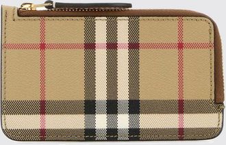 Burberry Portacarte piatto in pelle e cotone spalmato con fantasia check