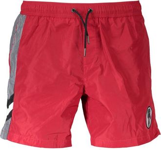 Karl Lagerfeld Mens Swim Trunks Stripe Detail - Red - Size Medium