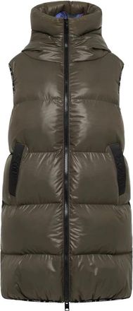 Carlo Colucci Gewatteerde Lange Vest - Dames - Bodywarmers - Groen - L - Jassen