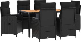 vidaXL Juego De Comedor Para Exteriores 7 Uds. Negro Vidaxl