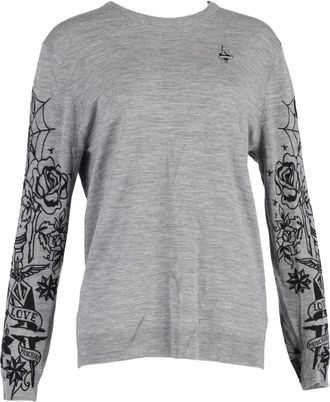 Moschino Love Moschino Rib-Knit Crewneck Sweater in Grey Wool