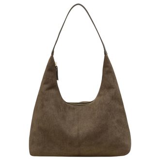 Generic Women Suede Shoulder Bag with Multi-Pockets Crescent Bag Zipper Closure Hobo Bag Large Capacity Handbag for Work Travel (Green)