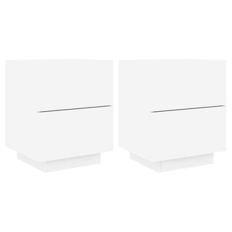 Berkfield Home Bedside Cabinets with LED Lights 2 pcs White Engineered Wood