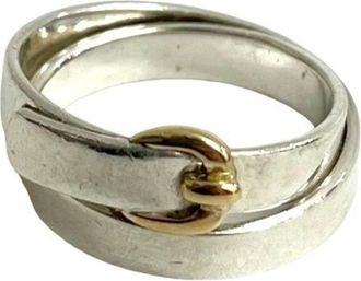 Herm&egrave;s Gold Silver Gold (18K) Silver 925 Band Ring (Pre-Owned)