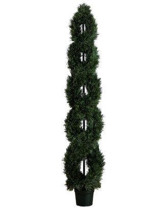 Nearly Natural 7ft Double Pond Cypress Spiral Topiary UV-Resistant (Indoor/Outdoor)