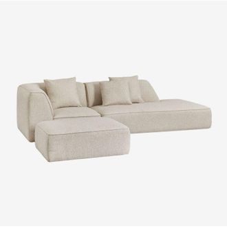 Sklum Divano angolare componibile Cardea 2 pezzi con chaise longue destra e pouf imbottito SKLUM