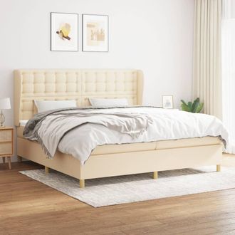 vidaXL Cama Box Spring Con Colch&oacute;n Tela Color Crema 200x200 Cm Vidaxl