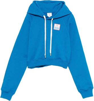 Casablanca Felpa crop con cappuccio - Blu