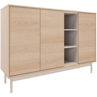Selsey Selsey Layen - Sideboard a 3 ante con tre vani aperti effetto rovere / grigio cashmere, 138 cm
