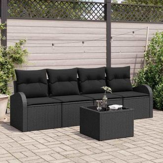 vidaXL Vidaxl - Conjunto De Sof&aacute; De Jard&iacute;n Manual 5 Pcs Negro 55 X 55 X 37 Cm