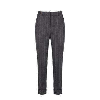 PESERICO Straight Broeken - Dames - Broeken - Grijs - Maat: XS Leer
