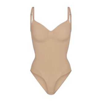 SKIMS Seamless Sculpt Brief Bodysuit - Dames - Corrigerend ondergoed - Beige - XS - Katoen - Ondergoed