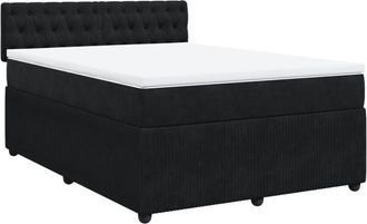 vidaXL Cama Box Spring Con Colch&oacute;n Terciopelo Negro 140x190 Cm Vidaxl