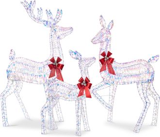 Best Choice Products 3-Piece Lighted Christmas Deer Set Outdoor Yard Decoration with 360 LED Lights, Stakes
