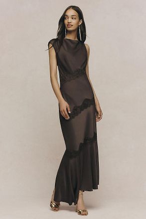 BHLDN Dylan Cap-Sleeve Satin Maxi Dress