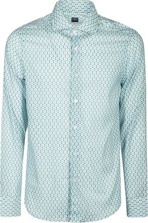 Fedeli Overhemden, Heren, Blauw, L, Katoen, Slim Fit Piqué Katoenen Overhemd